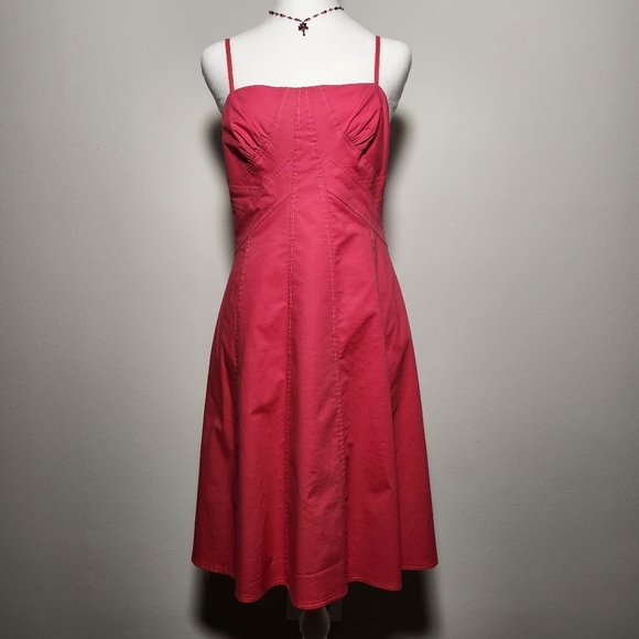 Citrine Hot Pink Vintage 2000s Y2K Fairycore Orange Threaded Dress 6 - Picture 1 of 12
